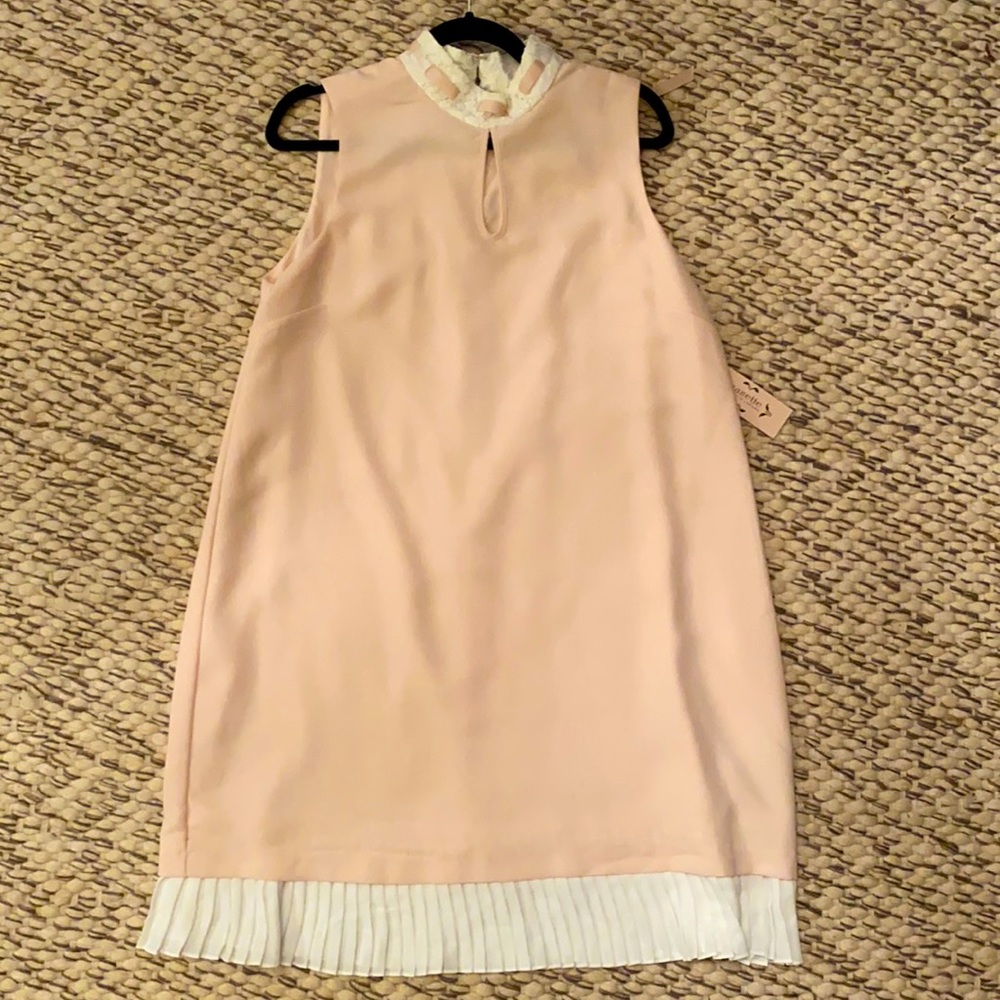 Blush, sleeveless, knee length dress